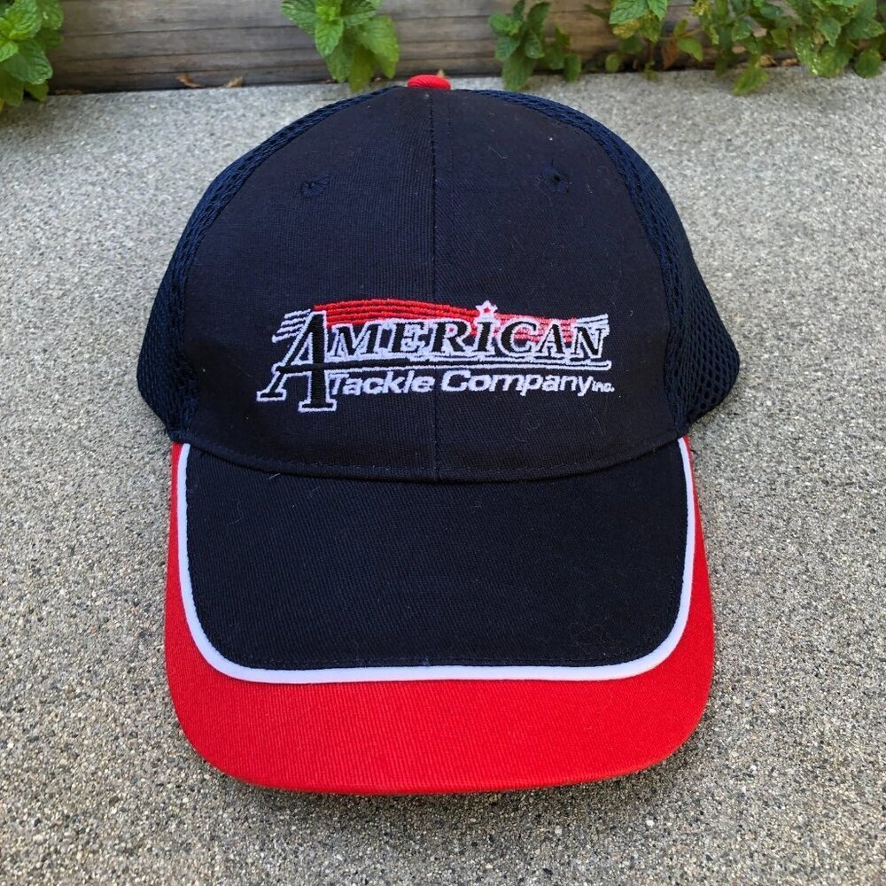 AMERICAN TACKLE COMPANY Baseball Hat Men's Blue Red Mesh Adjustable Cap